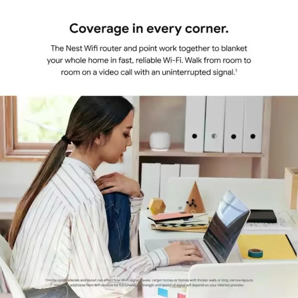 GOOGLE Nest Wifi - Mesh Router AC2200 and 2 Points with Google Assistant - 3 Pk